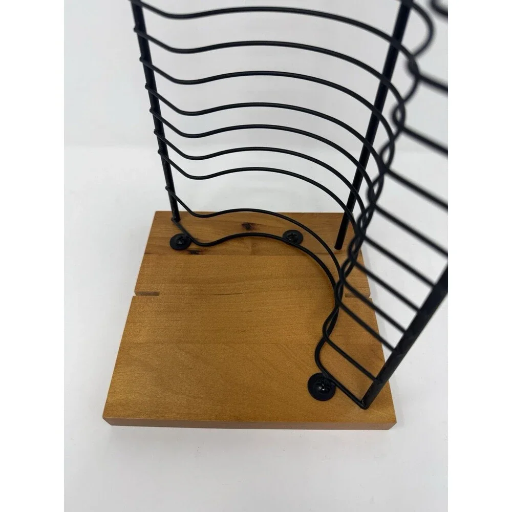 Vintage Wood and Wire CD Tower Rack Stand Holds 30 CDs
